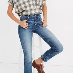 MADEWELL Slim Straight Jeans: Distressed Button-Front Edition